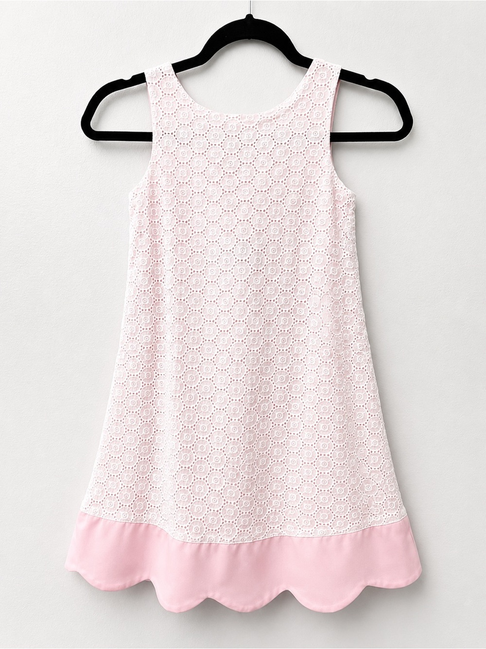 Chantilly Place Girls White Eyelet Dress Pink Lining Size 6 Easter Party